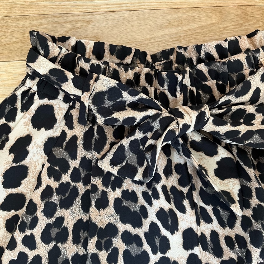 Zara High Waist Leopard Print Shorts - Black and Tan - Picture 2 of 3